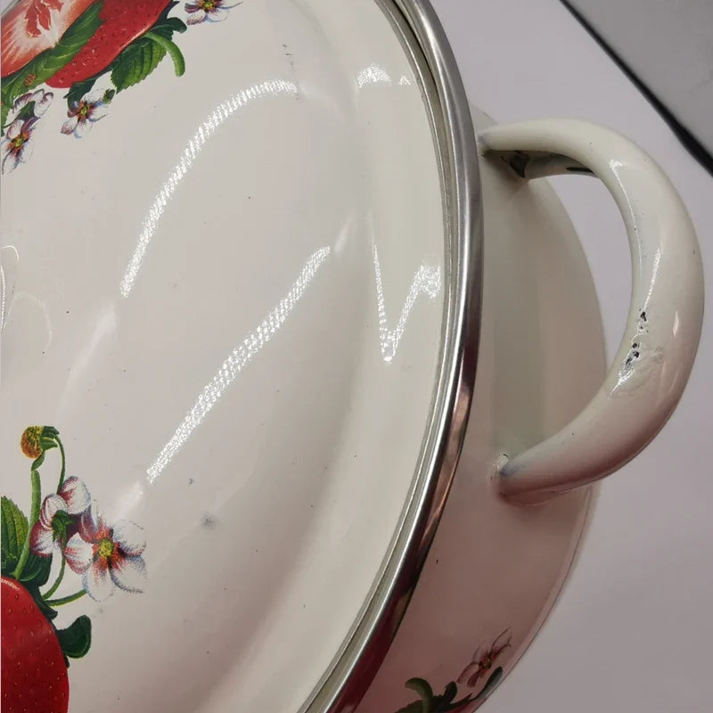16cm 18cm 20cm 3piece Set Strawberry Enameled Cookware Set