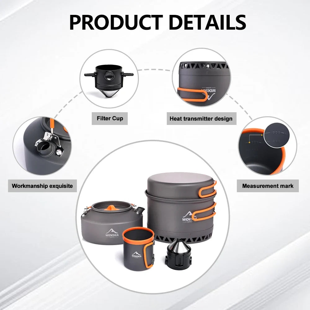 Camping Tableware Outdoor Cookware Set Pots Tourist kettle coffee cup filte Kitchen Equipment Gear Utensils Hiking Picnic Travel