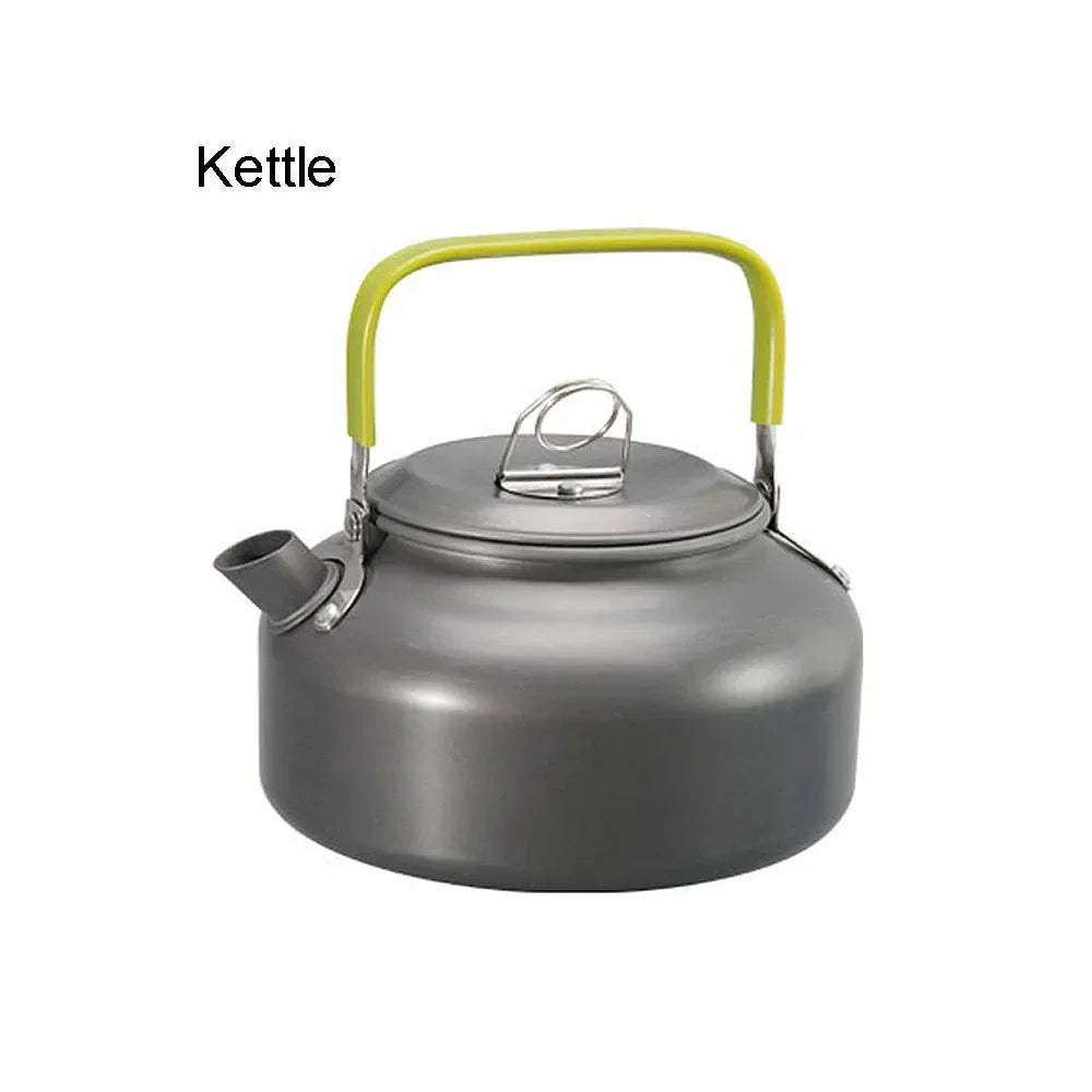 Outdoor camping cookware set aluminum non stick pot portable outdoor tableware cookware cooking pot bowl hiking BBQ picnic