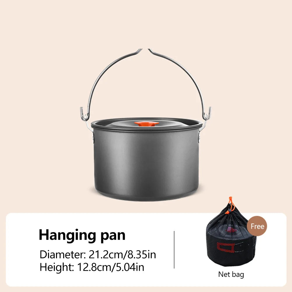 Camping Cookware Set Aluminum Portable Outdoor Tableware Cookset Cooking Kit Pan Bowl Kettle Pot Hiking BBQ Picnic Equipment