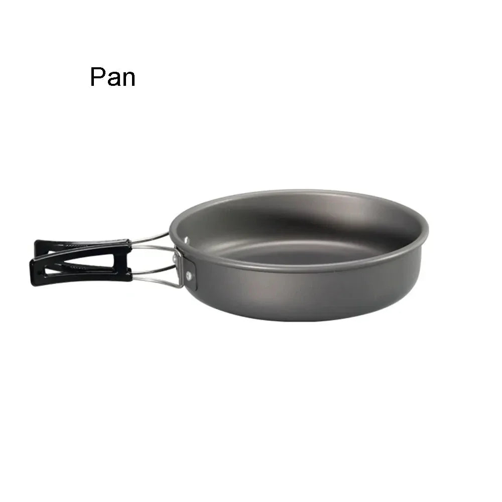 Outdoor camping cookware set aluminum non stick pot portable outdoor tableware cookware cooking pot bowl hiking BBQ picnic