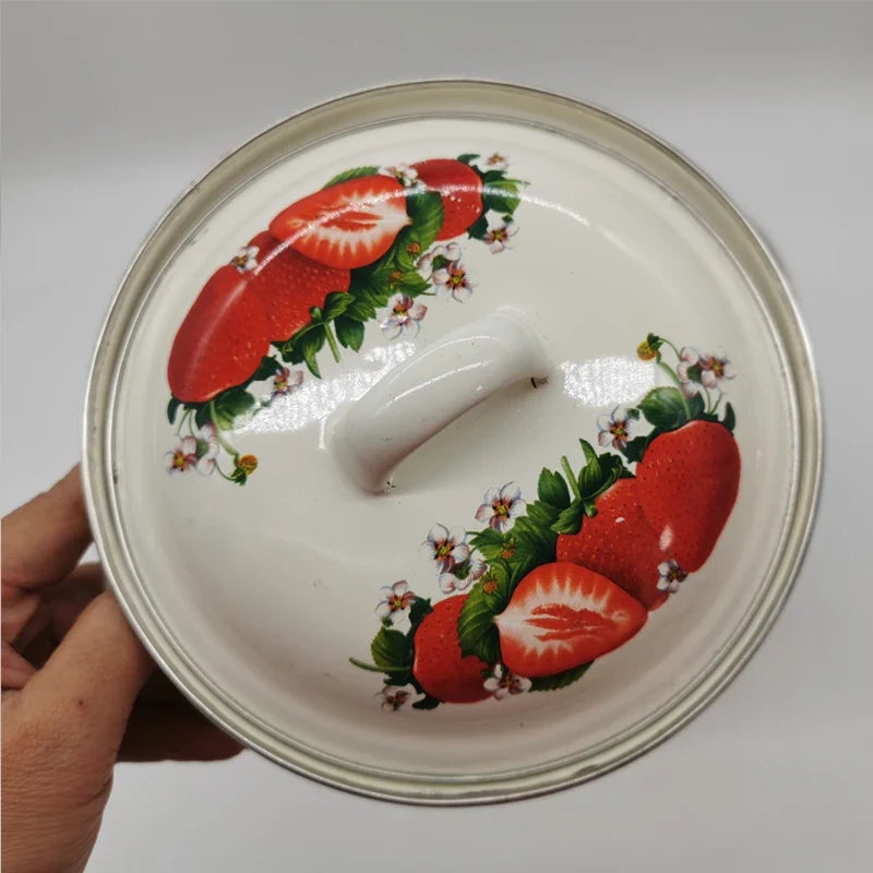 16cm 18cm 20cm 3piece Set Strawberry Enameled Cookware Set